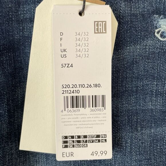 Q/S by S. Oliver Jeans Men’s 34X32 Blue Medium Wash RICK SLIM FIT Distressed NEW - Picture 7 of 11